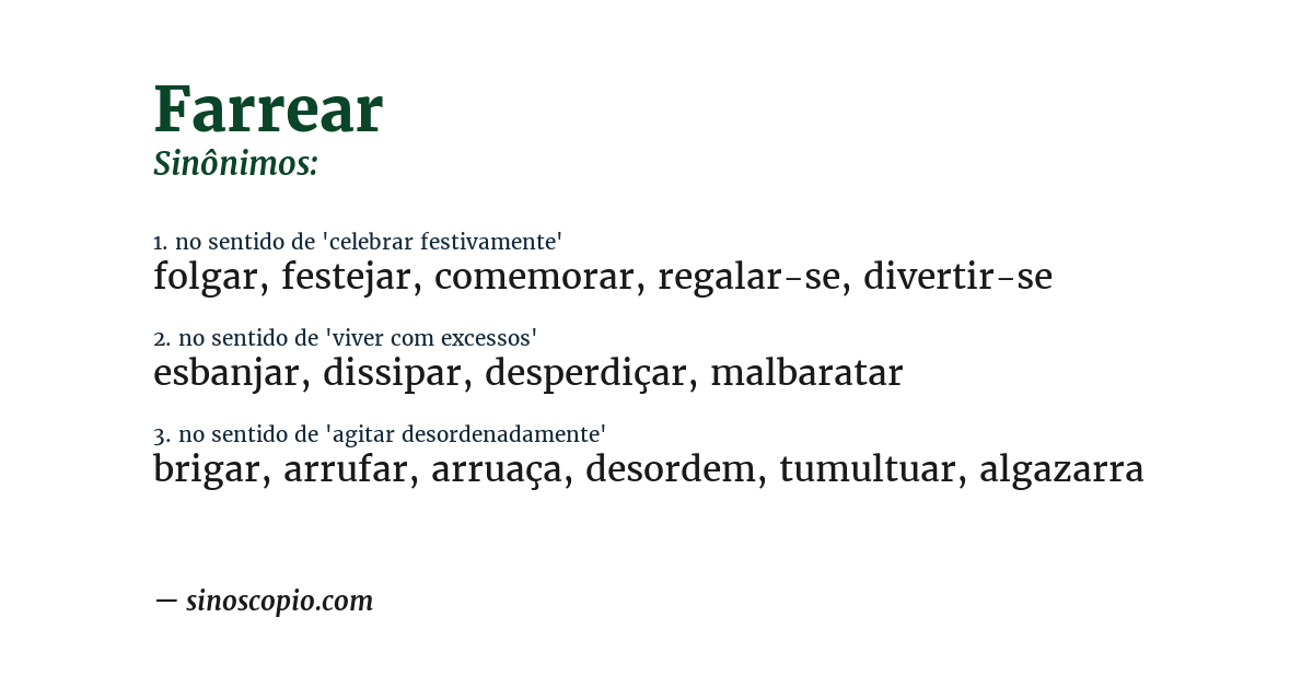 Sinônimo de farrear