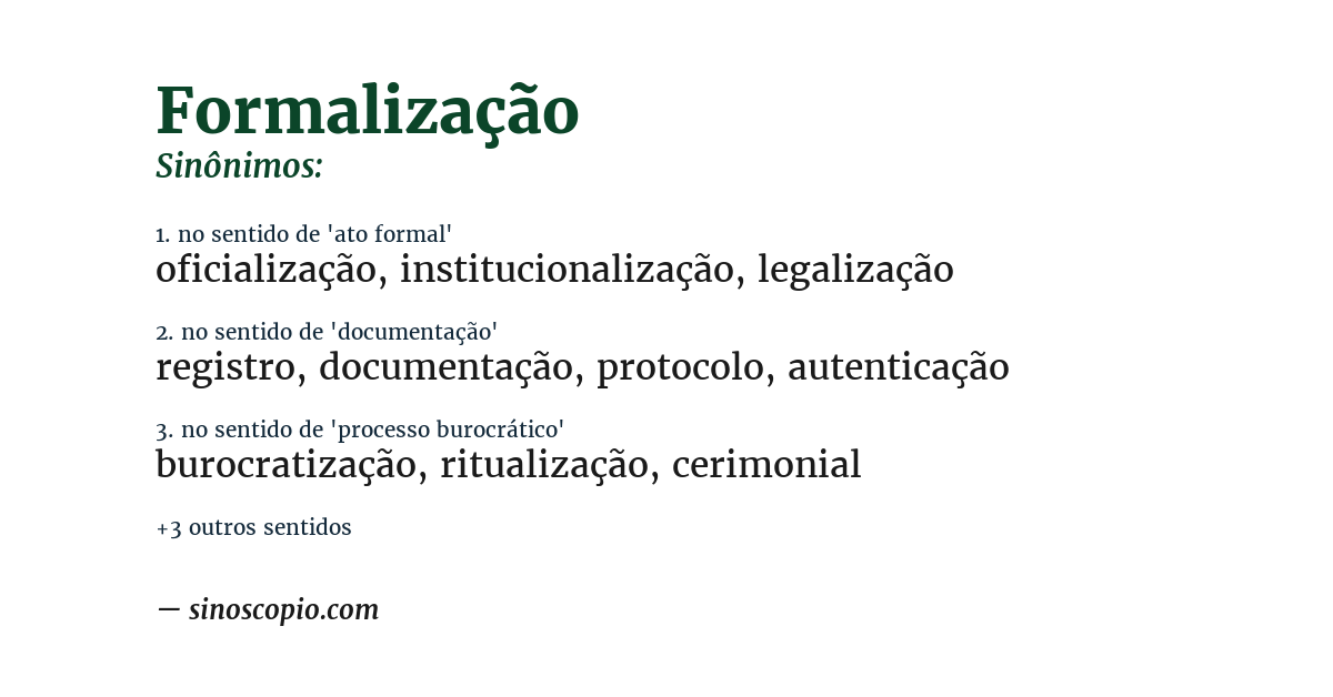 Sinônimo de formalização
