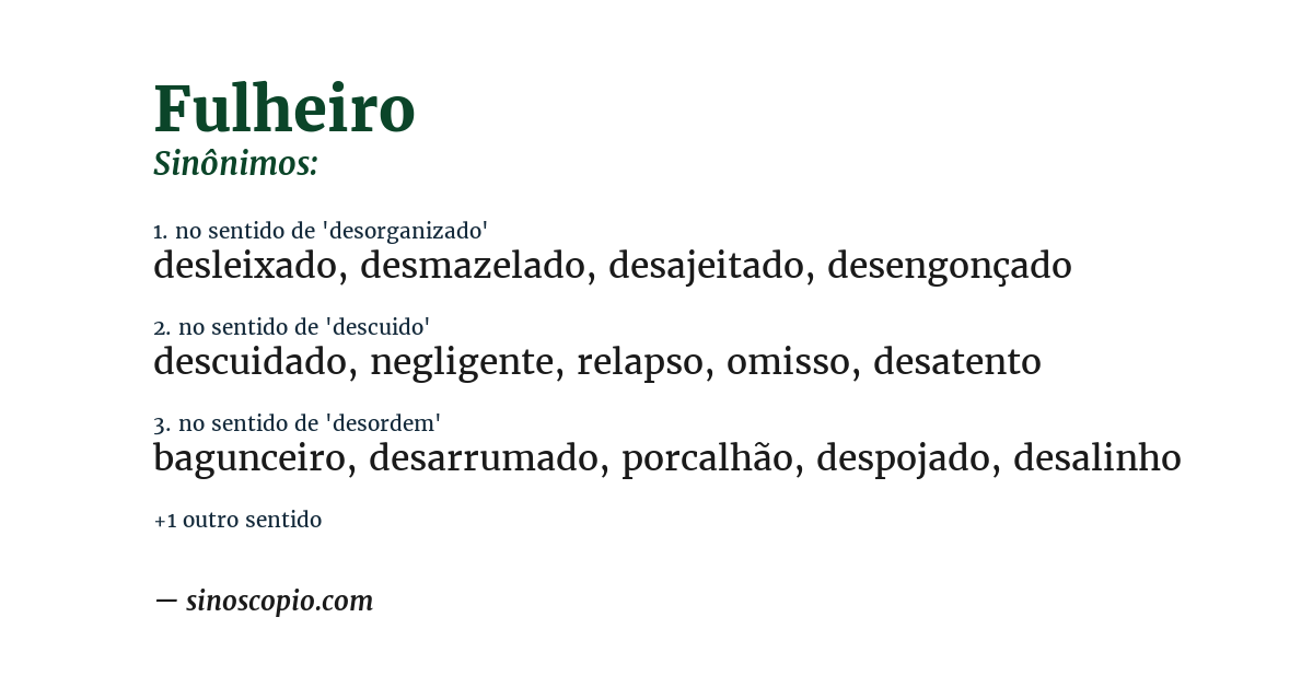 Sinônimo de fulheiro