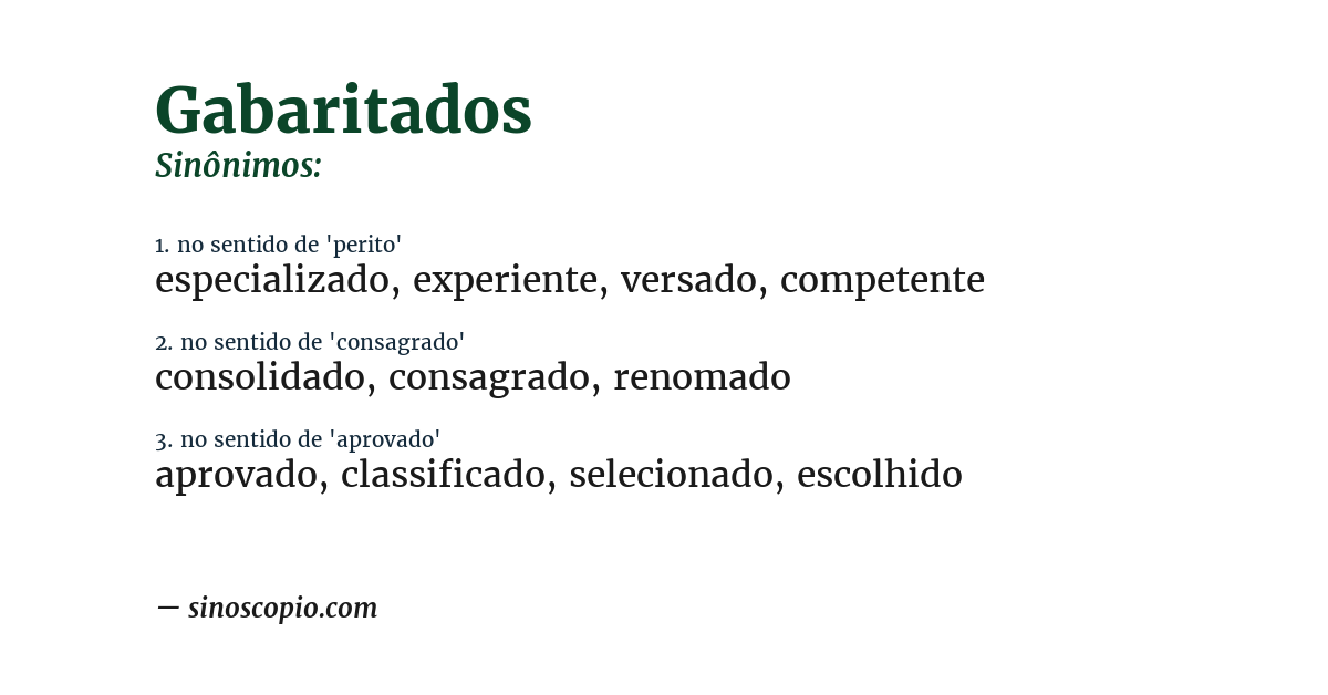 Sinônimo de gabaritados