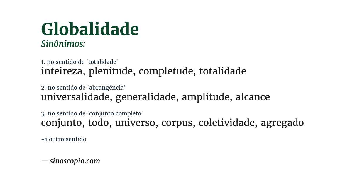 Sinônimo de globalidade