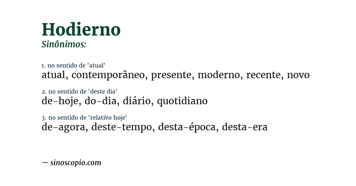 Sinônimo de hodierno