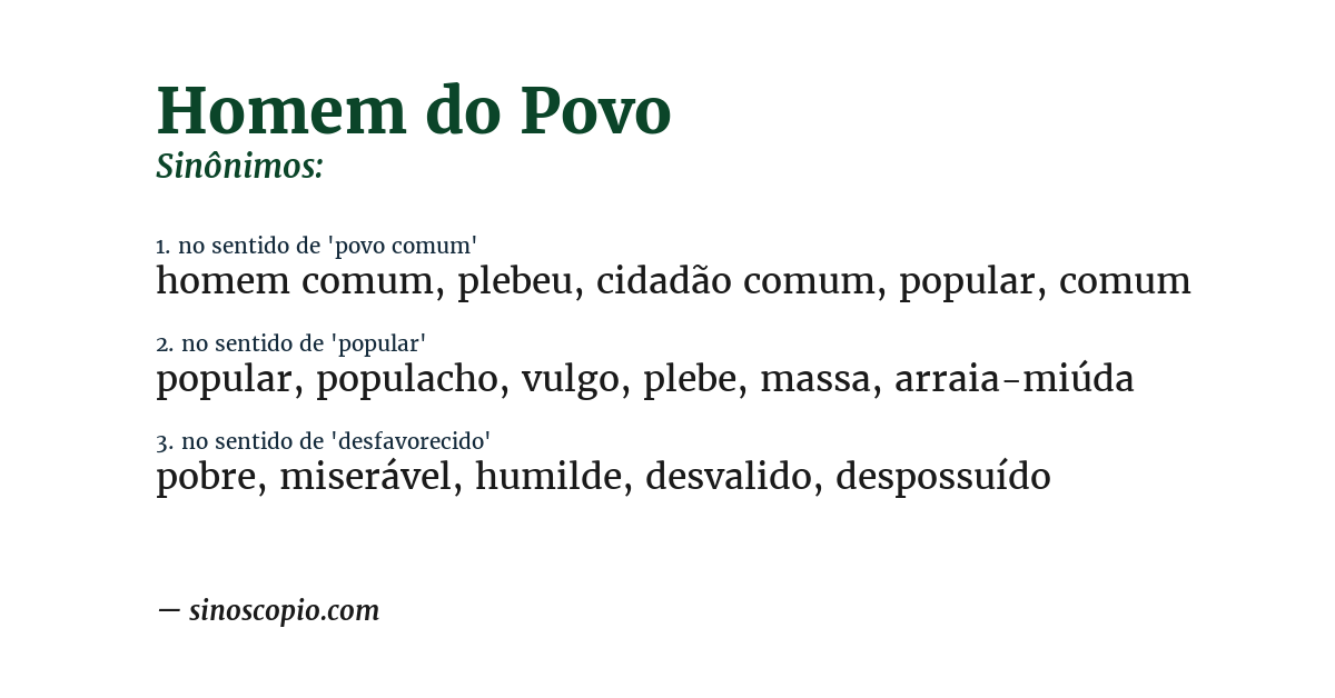 Sinônimo de homem do povo
