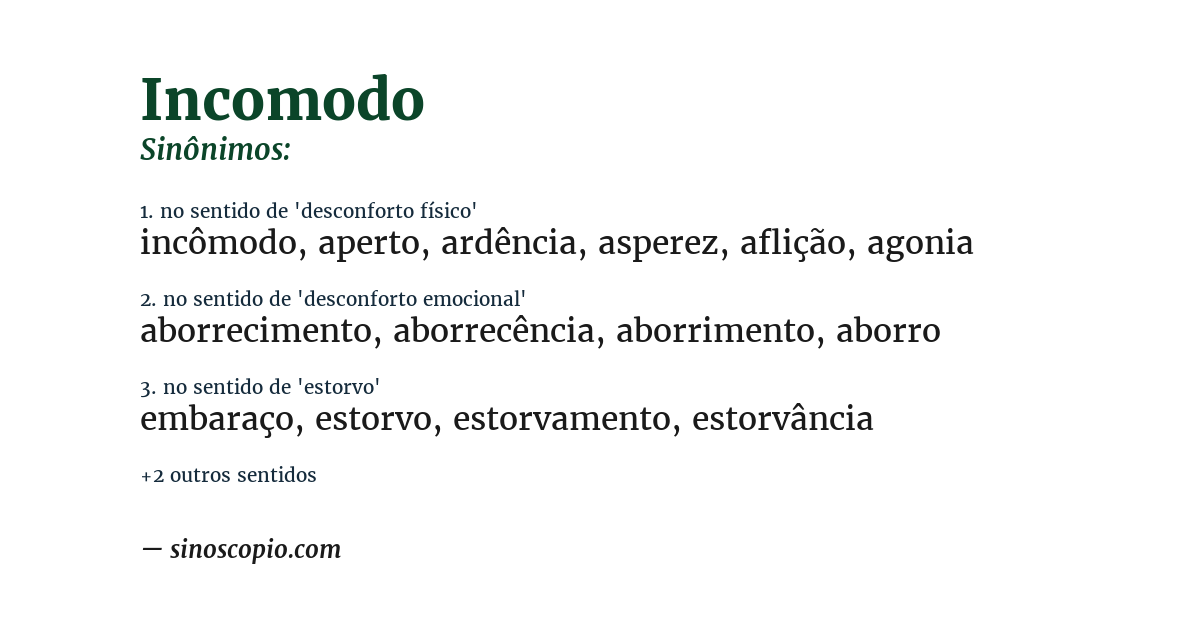 Sinônimo de incomodo