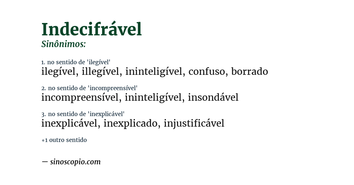 Sinônimo de indecifrável