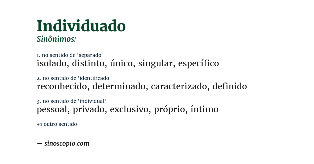 Sinônimo de individuado