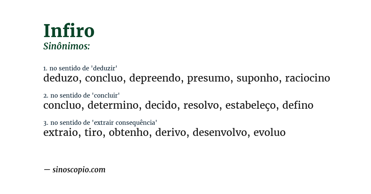 Sinônimo de infiro