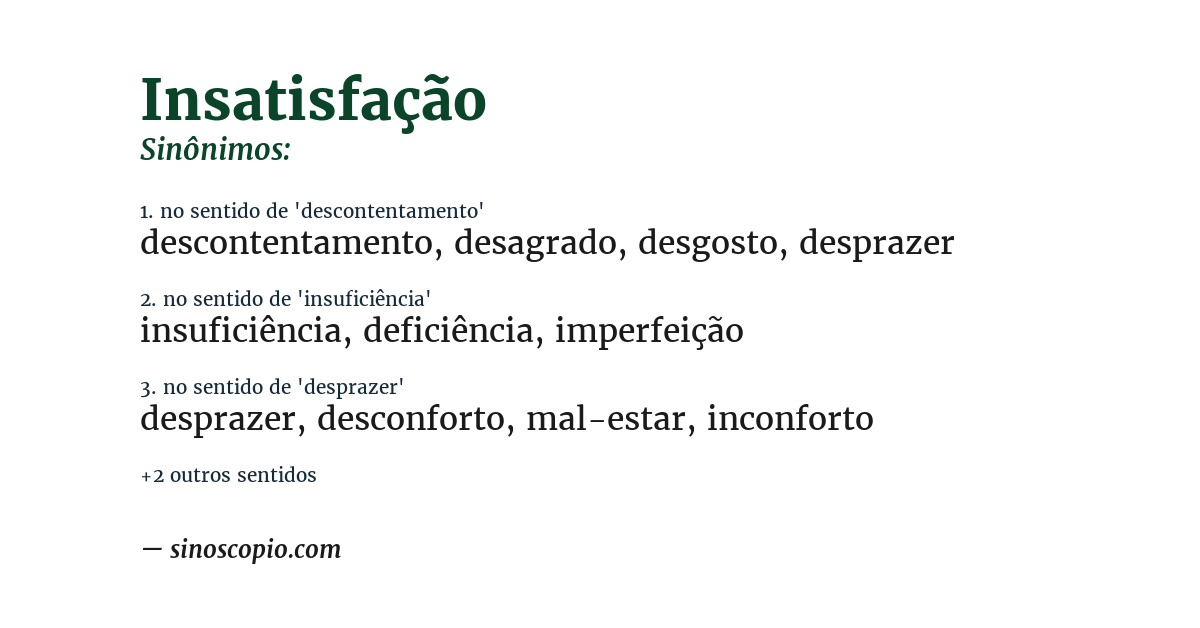 Sinônimo de insatisfação