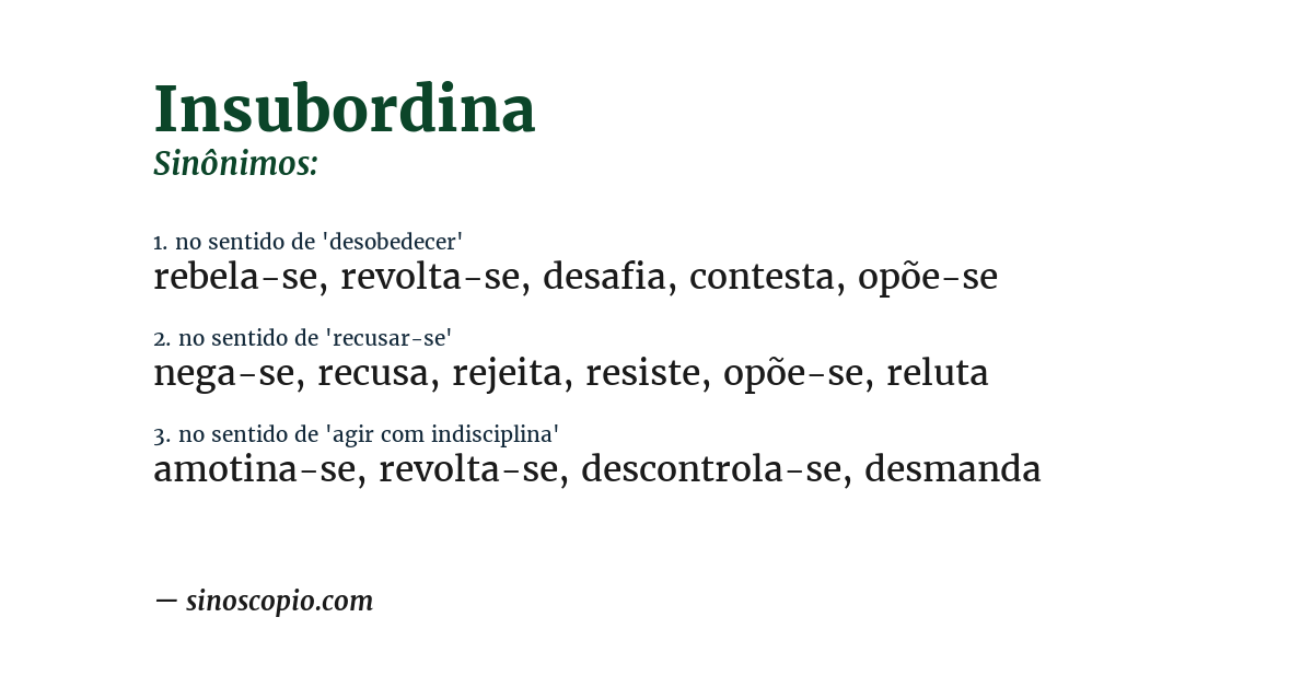 Sinônimo de insubordina