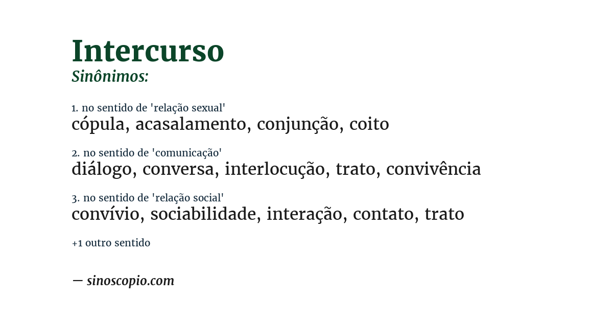 Sinônimo de intercurso