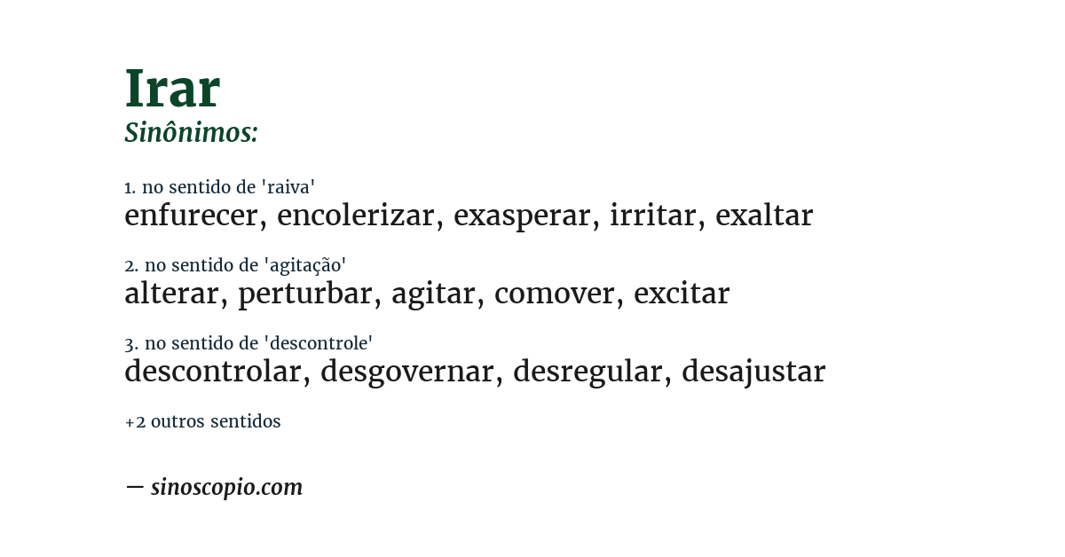 Sinônimo de irar