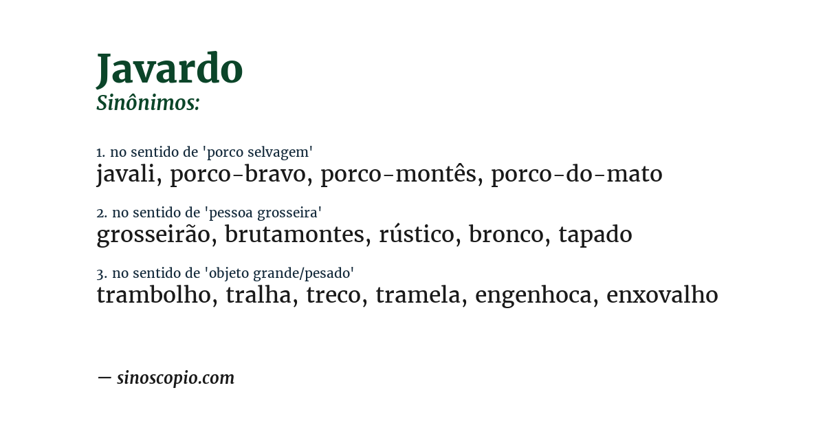 Sinônimo de javardo
