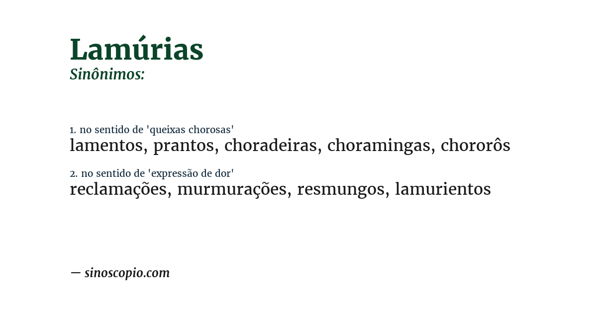Sinônimo de lamúrias