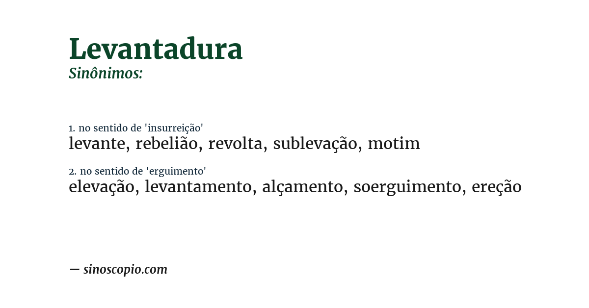 Sinônimo de levantadura