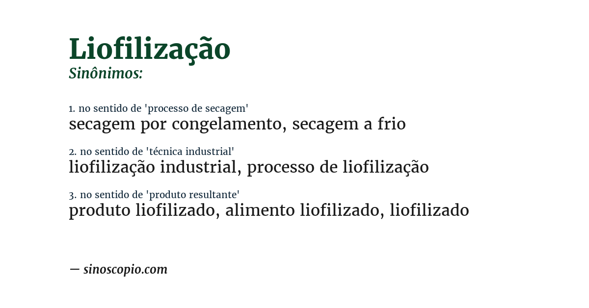 Sinônimo de liofilização