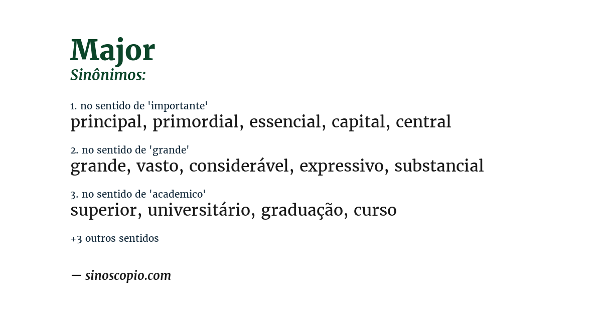 Sinônimo de major
