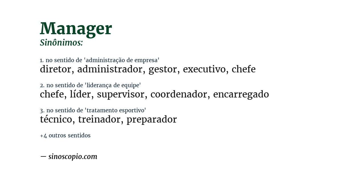 Sinônimo de manager