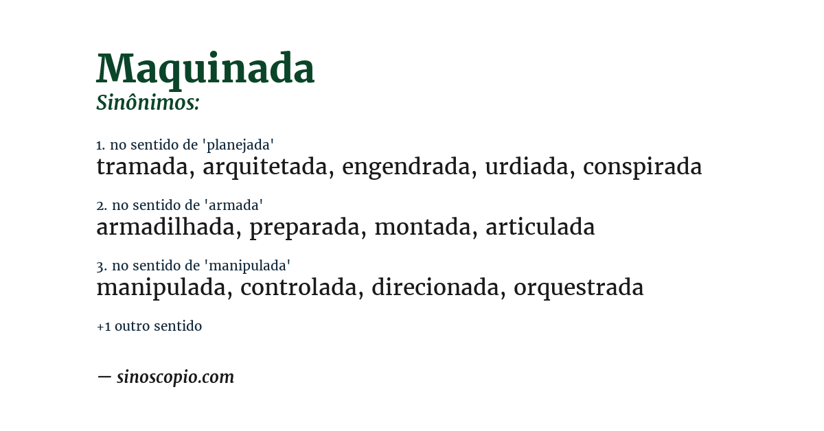 Sinônimo de maquinada