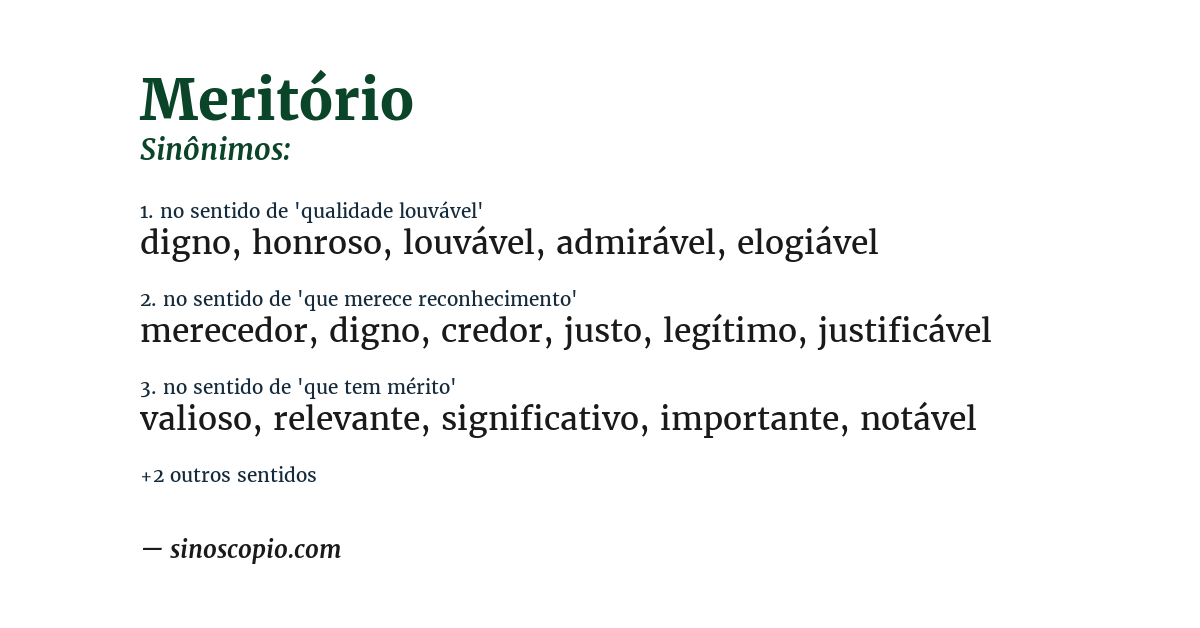 Sinônimo de meritório