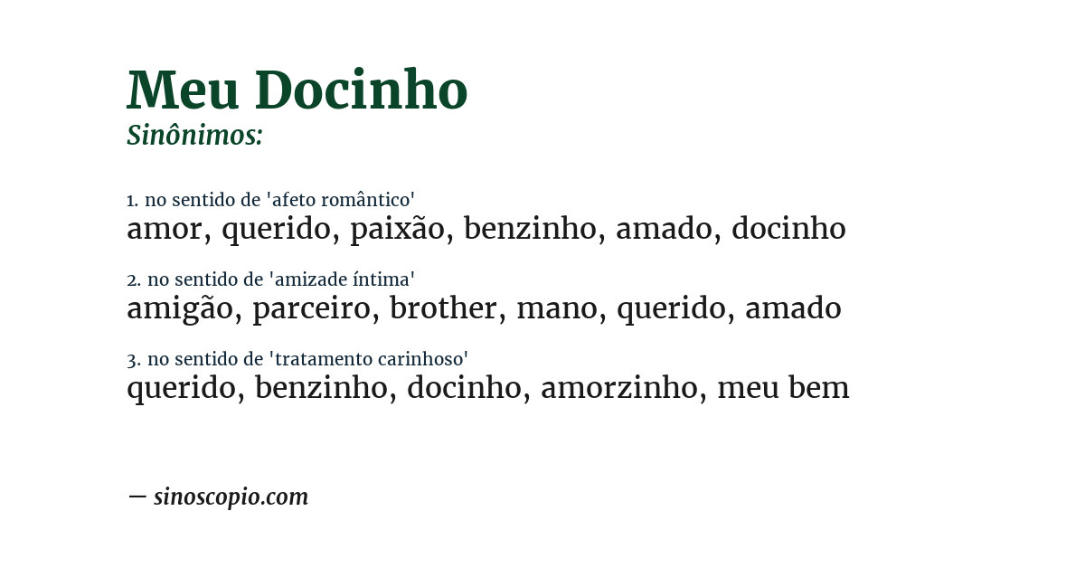 Sinônimo de meu docinho