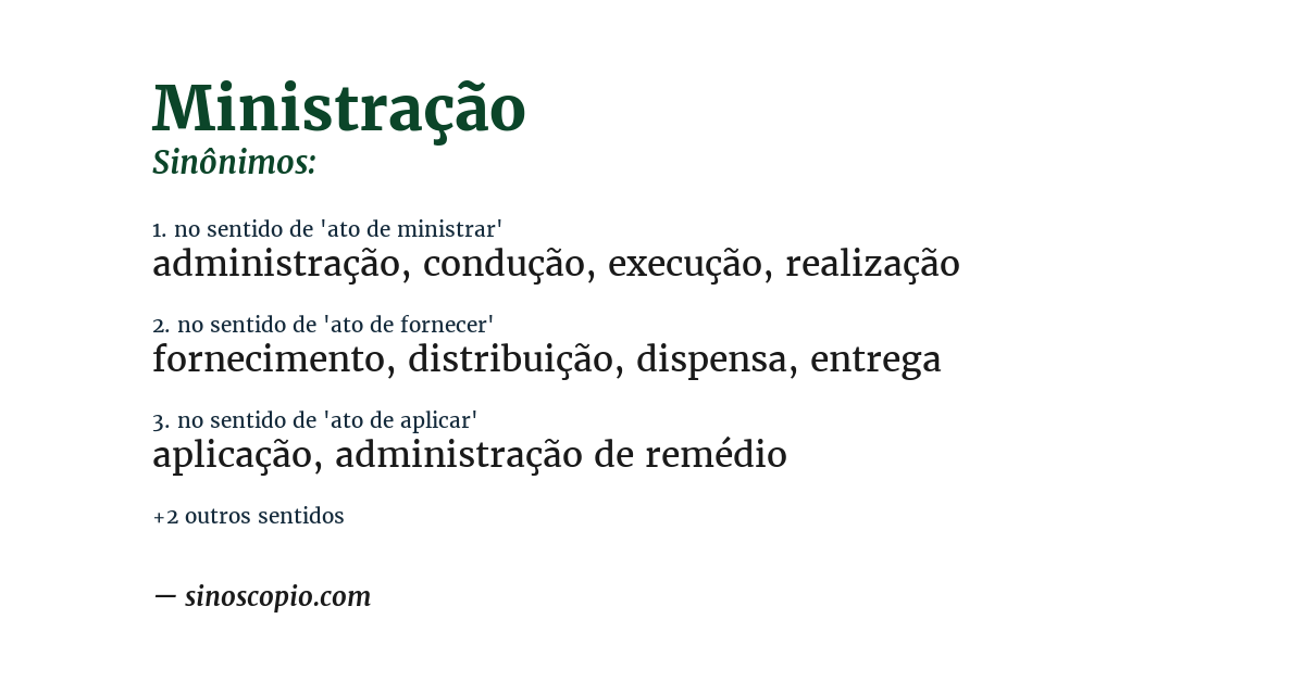 Sinônimo de ministração