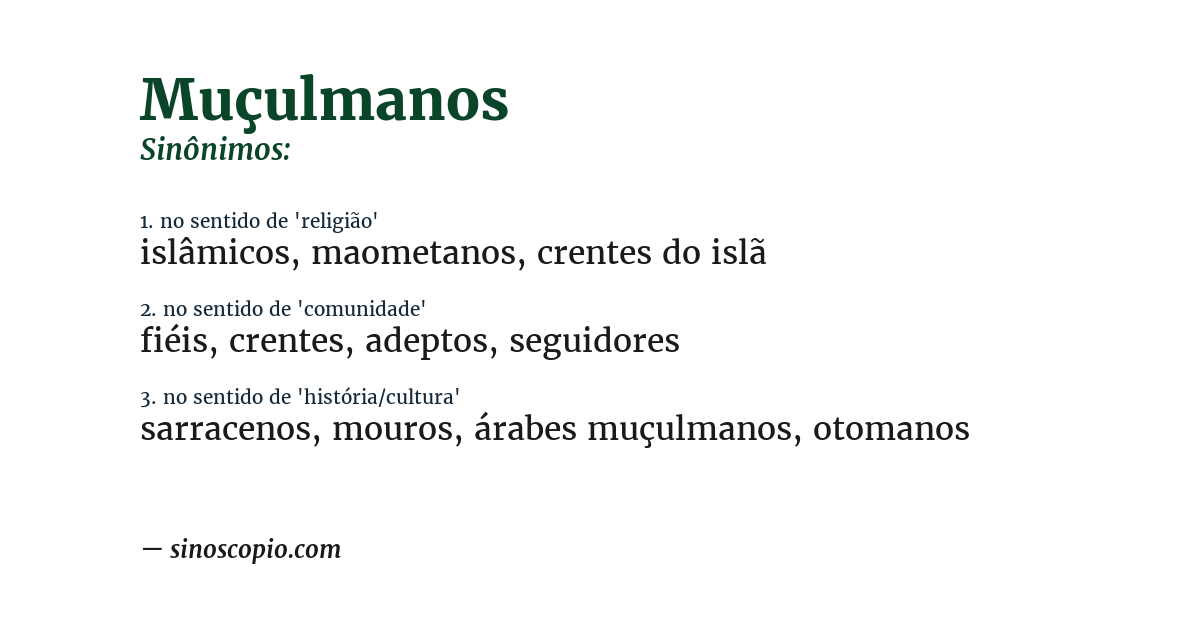 Sinônimo de muçulmanos