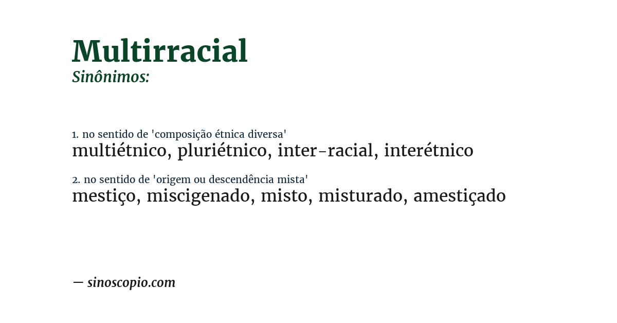 Sinônimo de multirracial
