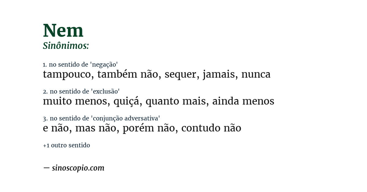 Sinônimo de nem