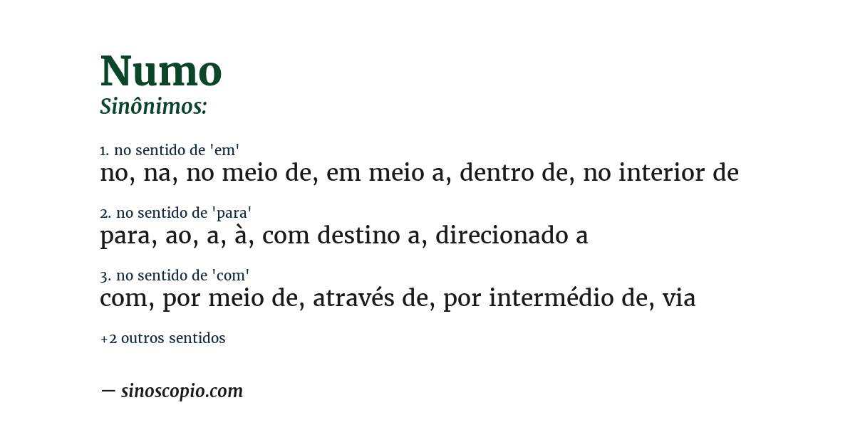 Sinônimo de numo