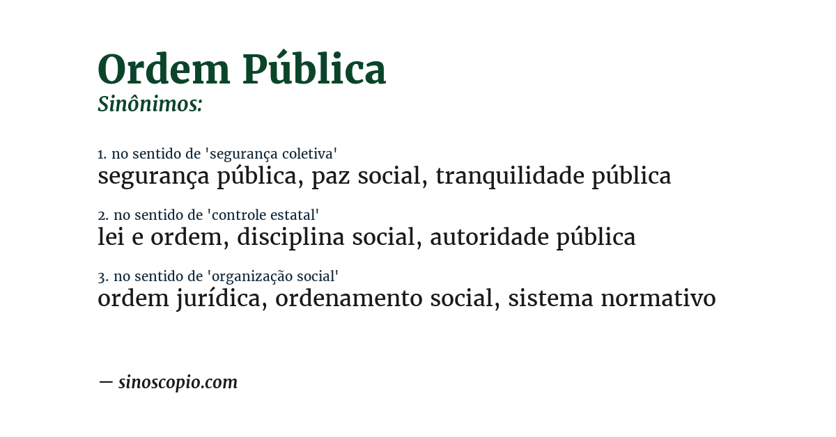 Sinônimo de ordem pública