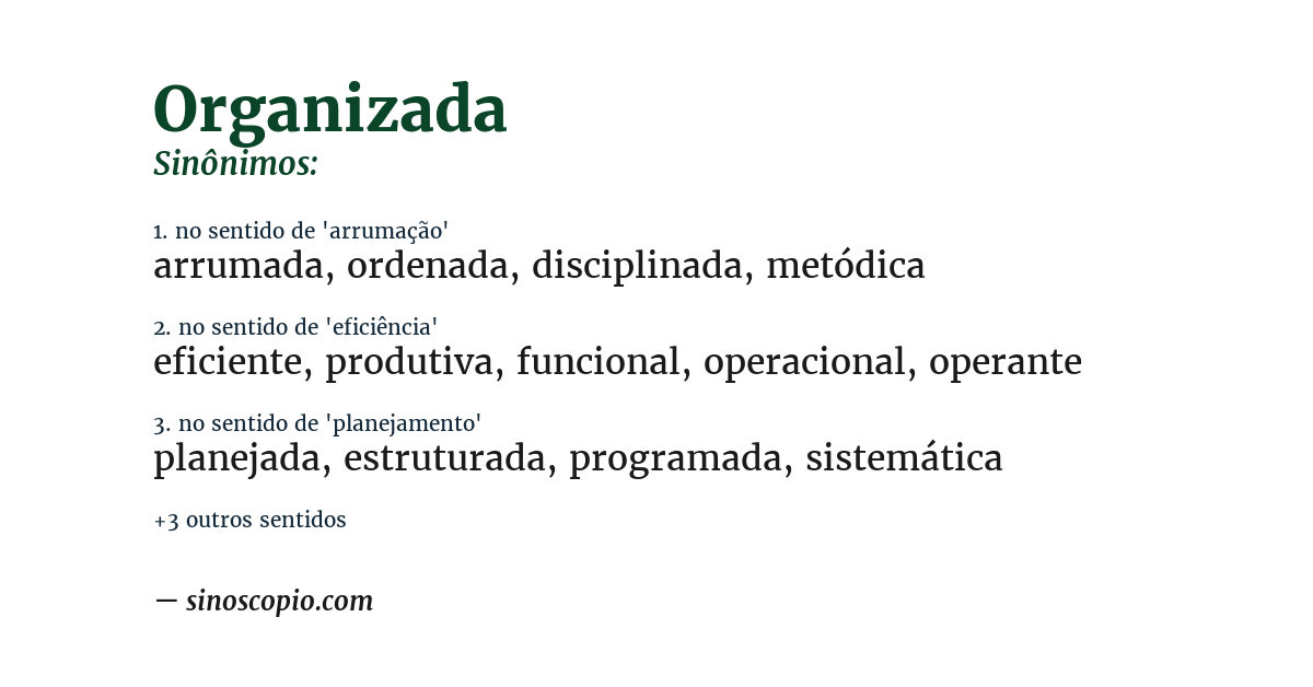 Sinônimo de organizada