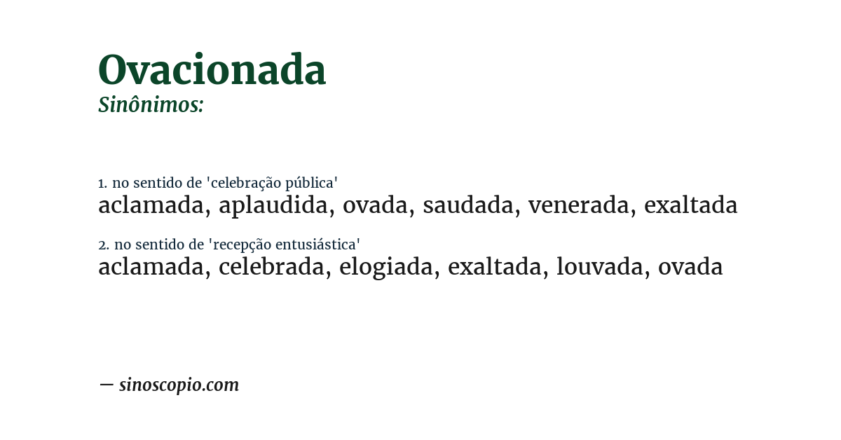Sinônimo de ovacionada
