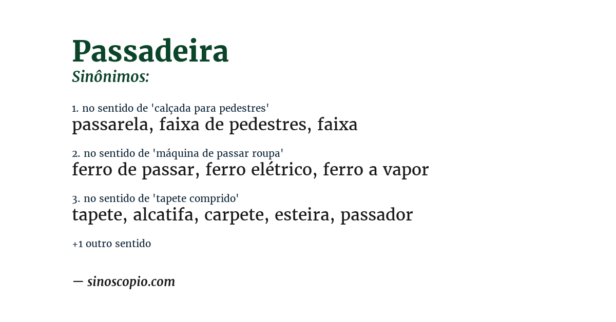 Sinônimo de passadeira