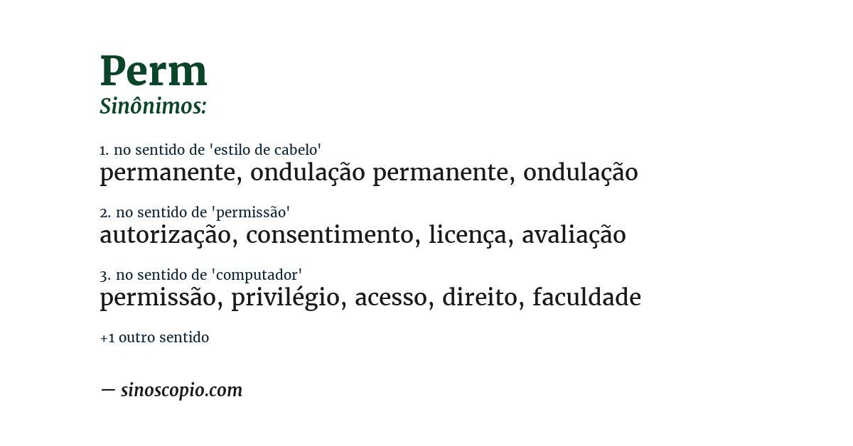 Sinônimo de perm