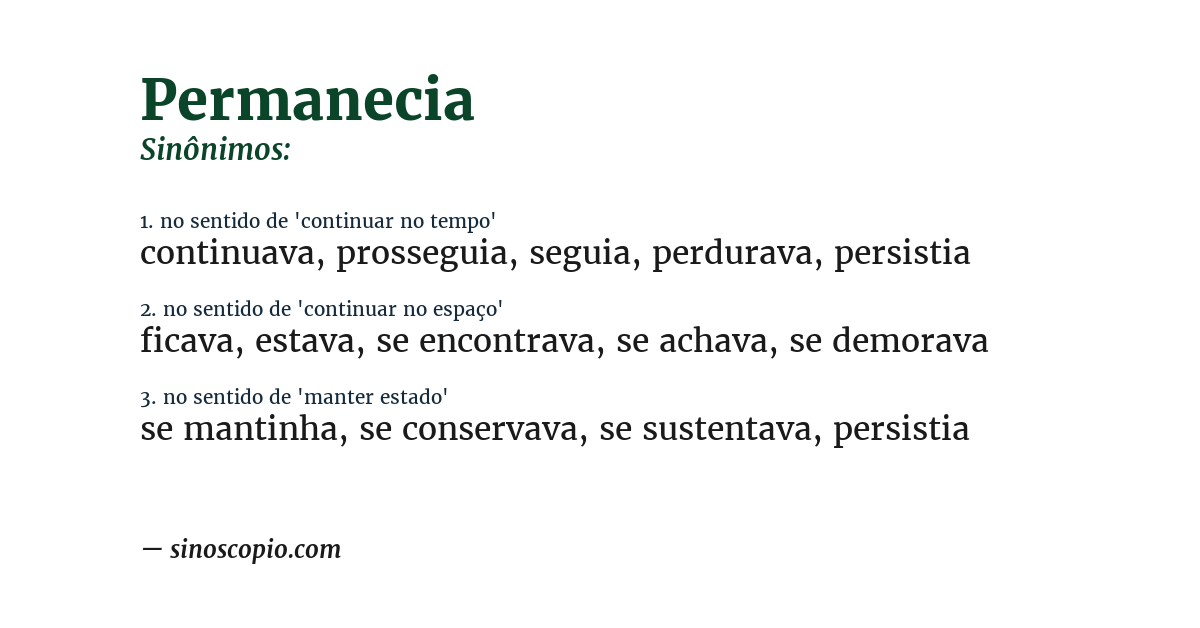 Sinônimo de permanecia