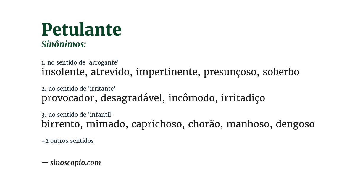 Sinônimo de petulante