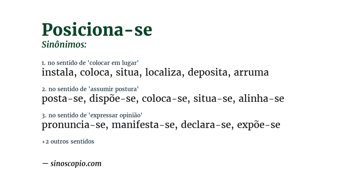 Sinônimo de posiciona-se