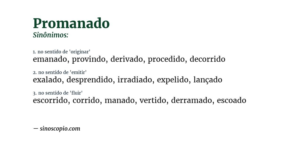 Sinônimo de promanado