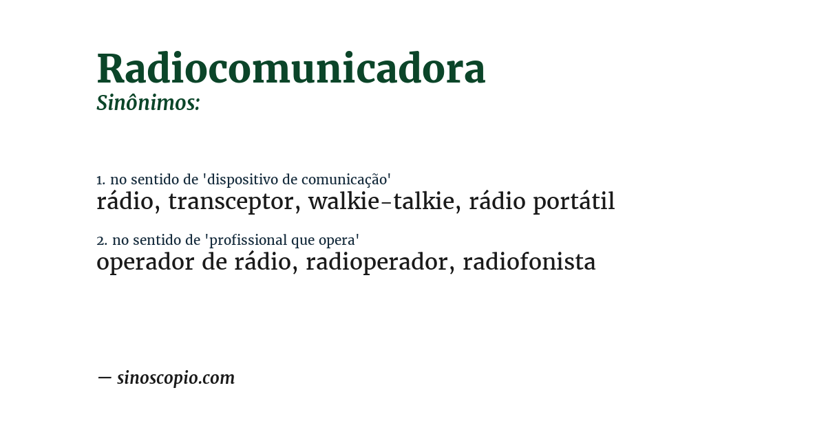 Sinônimo de radiocomunicadora