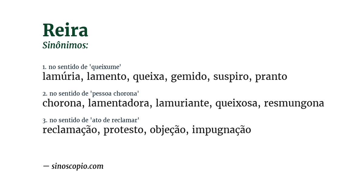 Sinônimo de reira