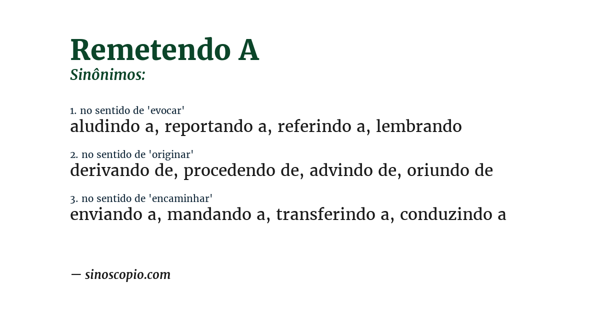 Sinônimo de remetendo a