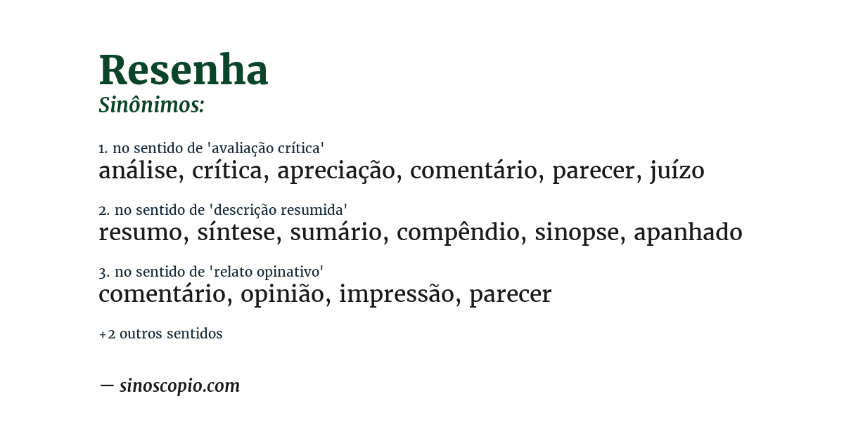 Sinônimo de resenha