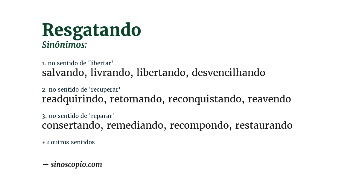 Sinônimo de resgatando