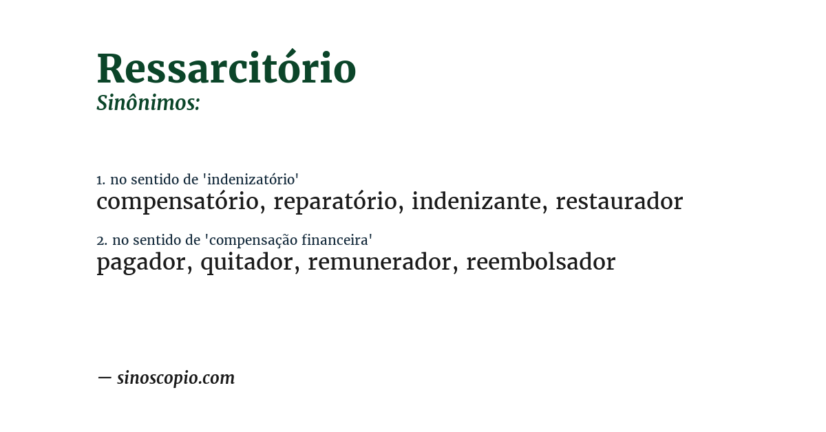 Sinônimo de ressarcitório