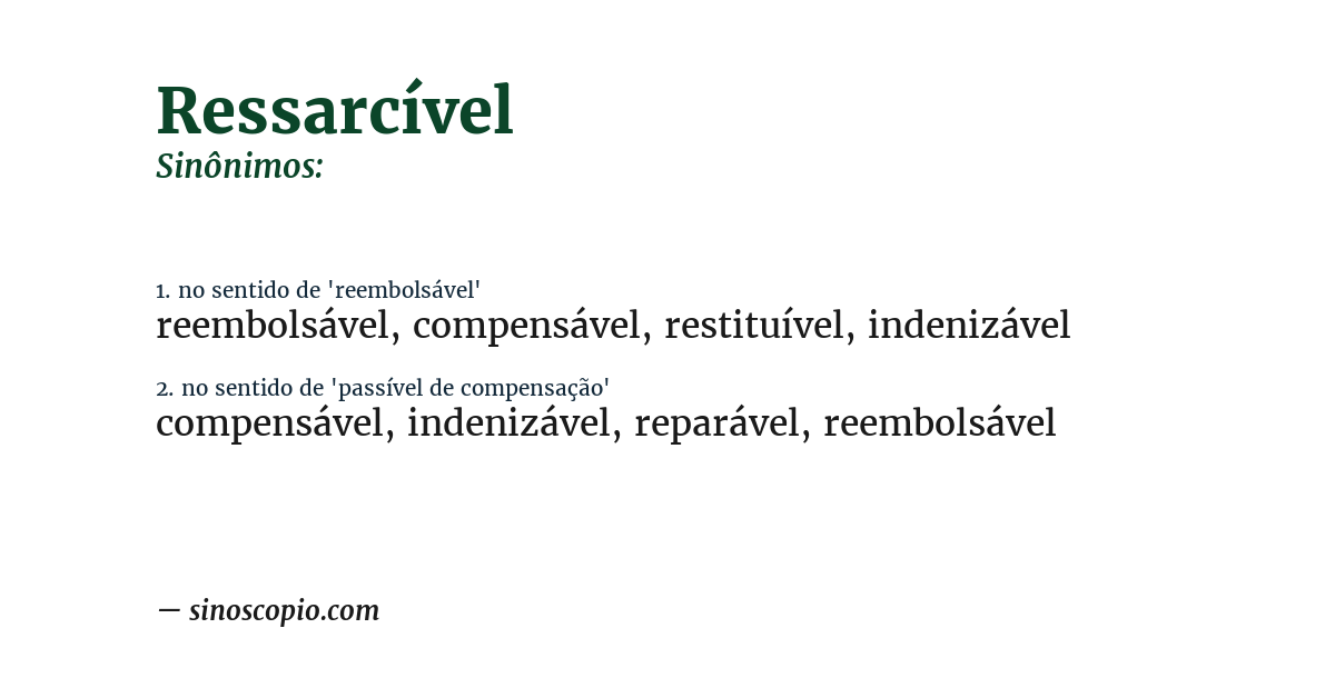 Sinônimo de ressarcível