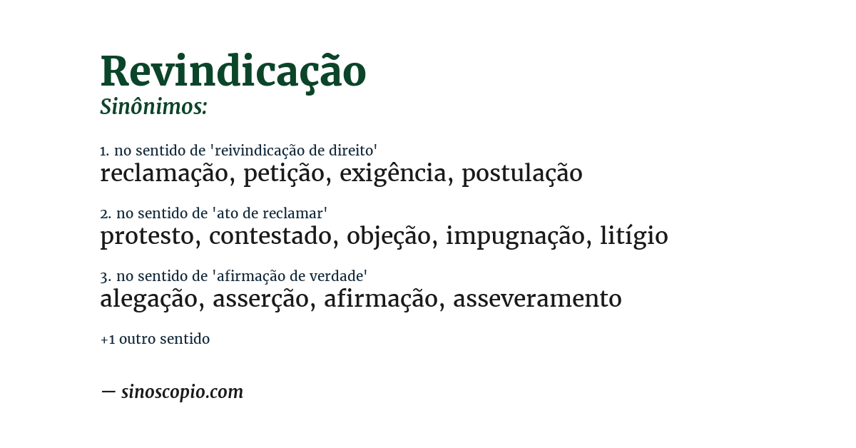 Sinônimo de revindicação