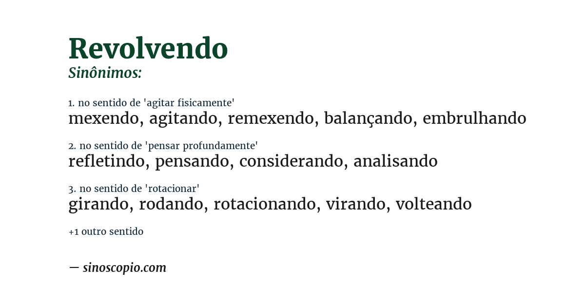 Sinônimo de revolvendo