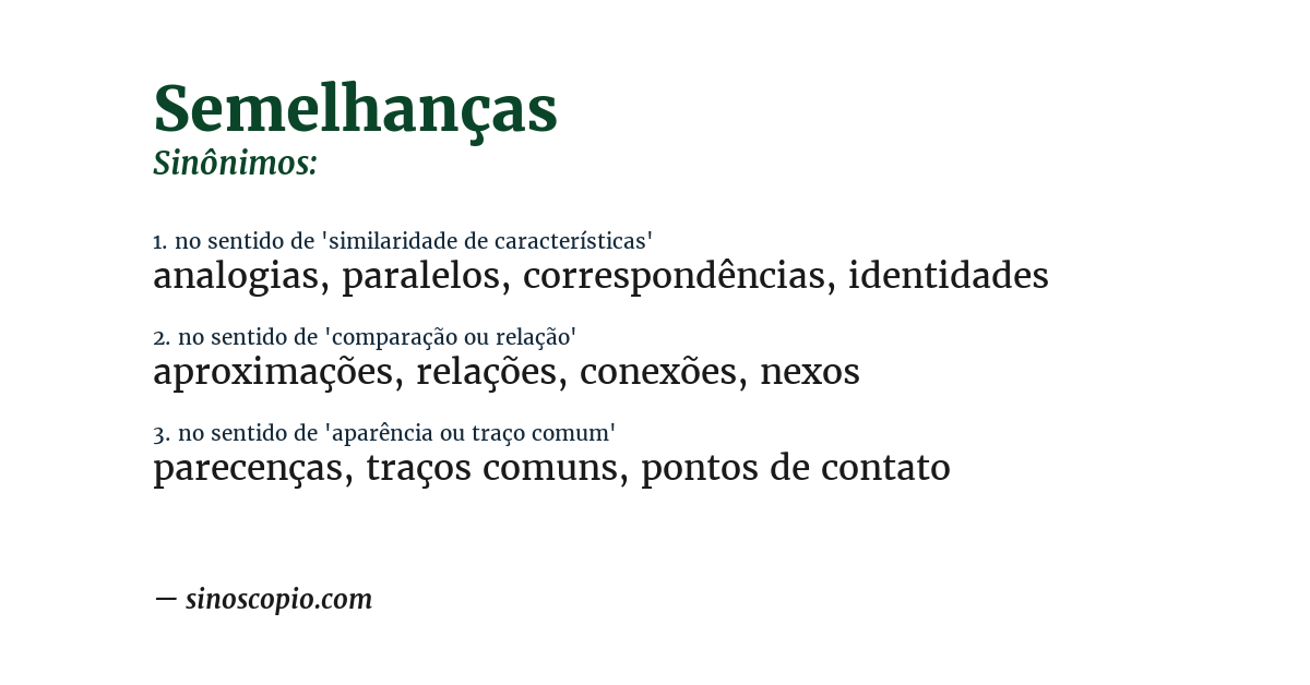 Sinônimo de semelhanças
