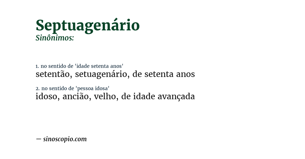 Sinônimo de septuagenário