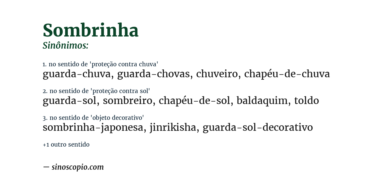 Sinônimo de sombrinha